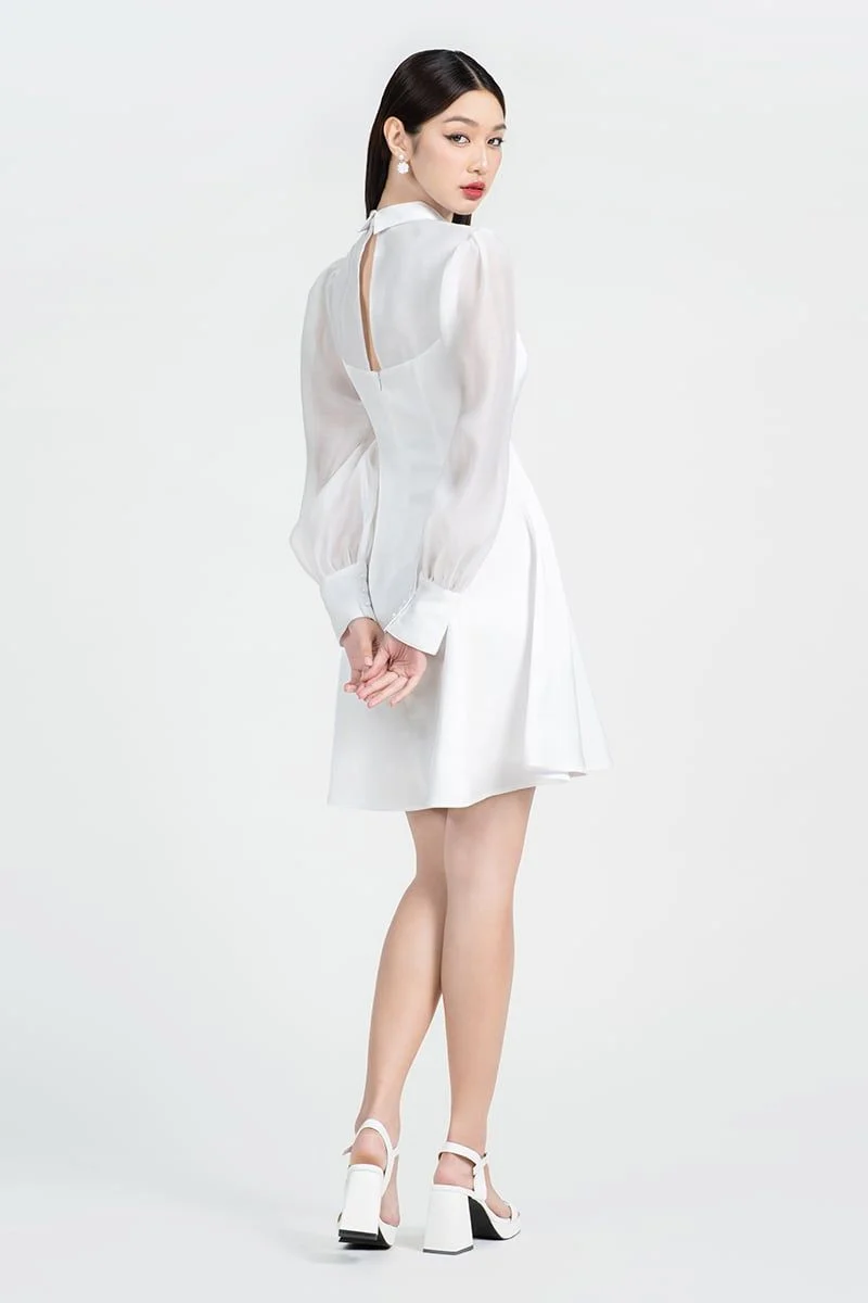 Đầm Sơ Mi Phối Xuyên Thấu - Image 3